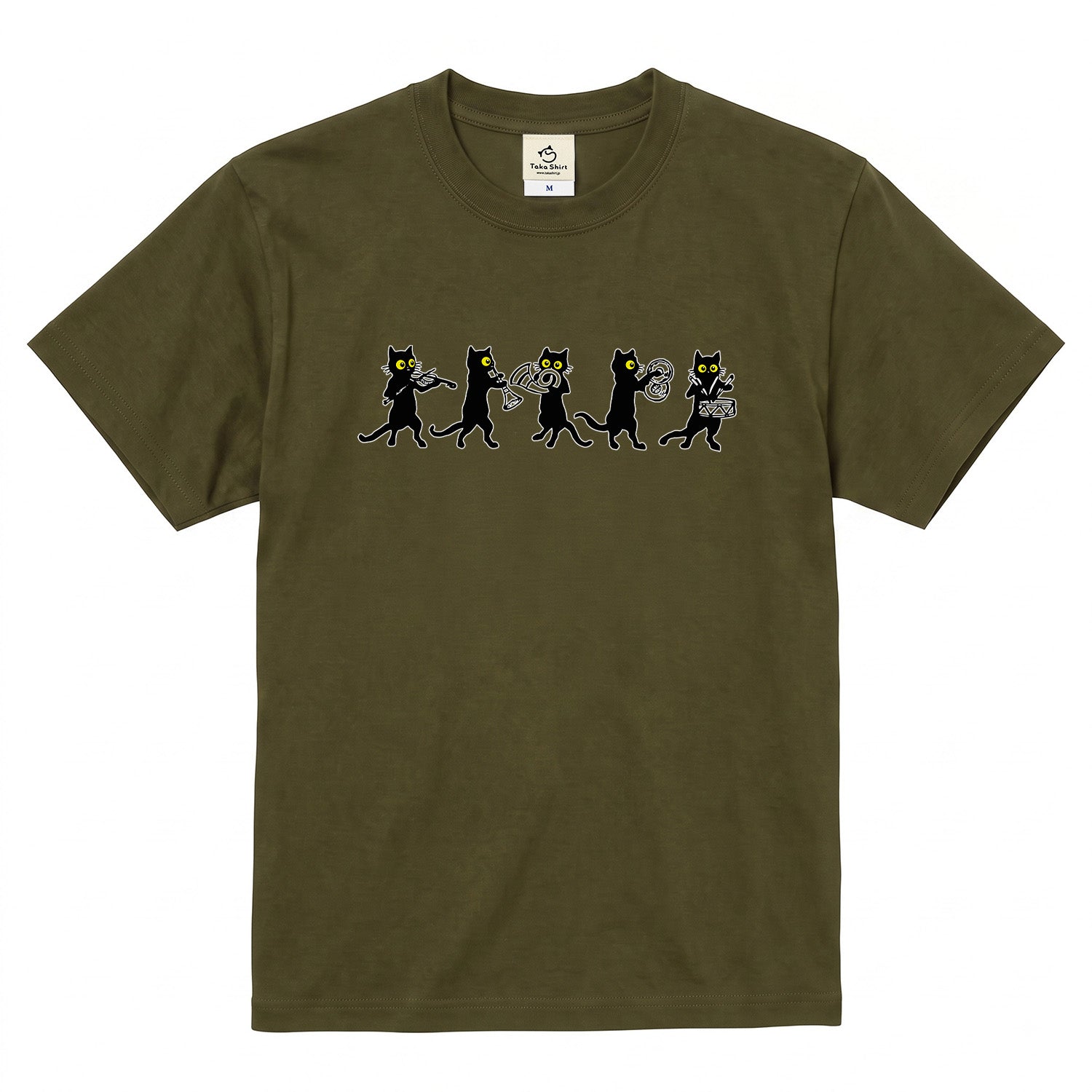 黒猫 音楽隊 Tシャツ | 猫好き・吹奏楽・音楽好きに人気